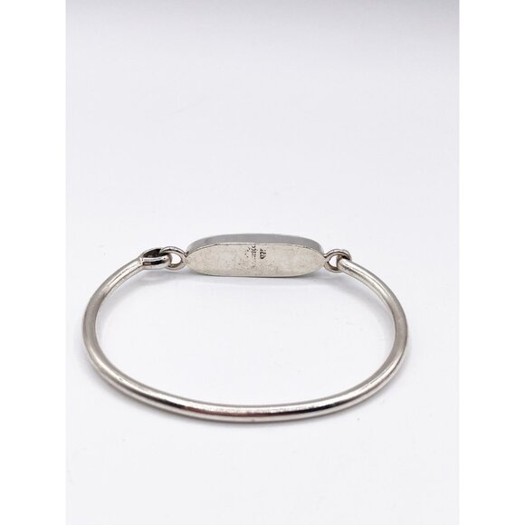 VTG 925 Sterling Silver Turquoise & Sugilite Inlay Hinged Bangle Bracelet Mexico - Picture 5 of 12